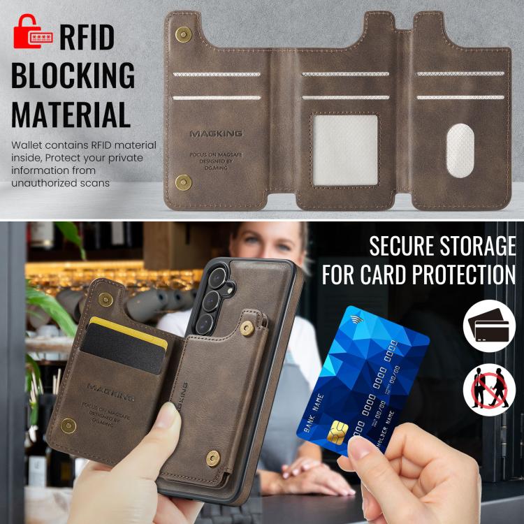 For Samsung Galaxy S25 FE 5G MAGKING K3 Series MagSafe RFID Card Bag Detachable Phone Case