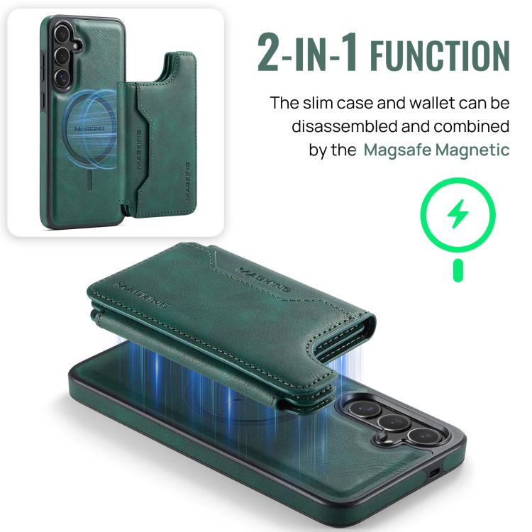 For Samsung Galaxy S25 FE 5G MAGKING K3 Series MagSafe RFID Card Bag Detachable Phone Case