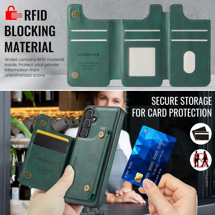 For Samsung Galaxy S25 FE 5G MAGKING K3 Series MagSafe RFID Card Bag Detachable Phone Case