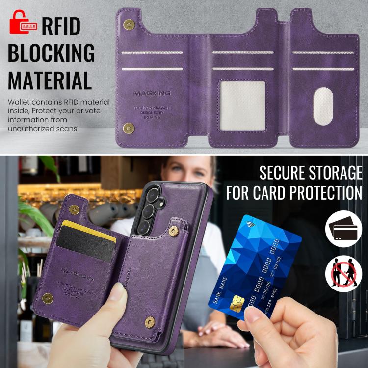 For Samsung Galaxy S25 FE 5G MAGKING K3 Series MagSafe RFID Card Bag Detachable Phone Case