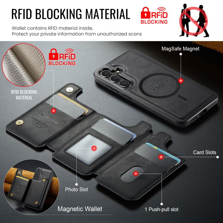 For Samsung Galaxy S24 FE 5G MAGKING K3 Series MagSafe RFID Card Bag Detachable Phone Case