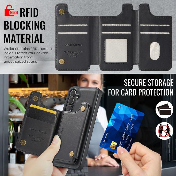 For Samsung Galaxy S24 FE 5G MAGKING K3 Series MagSafe RFID Card Bag Detachable Phone Case