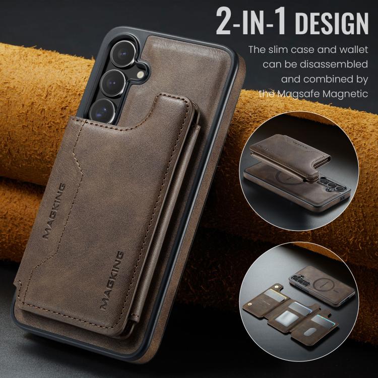 For Samsung Galaxy S24 FE 5G MAGKING K3 Series MagSafe RFID Card Bag Detachable Phone Case