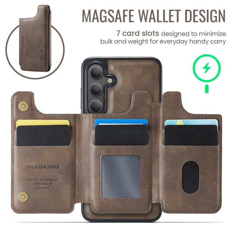 For Samsung Galaxy S24 FE 5G MAGKING K3 Series MagSafe RFID Card Bag Detachable Phone Case