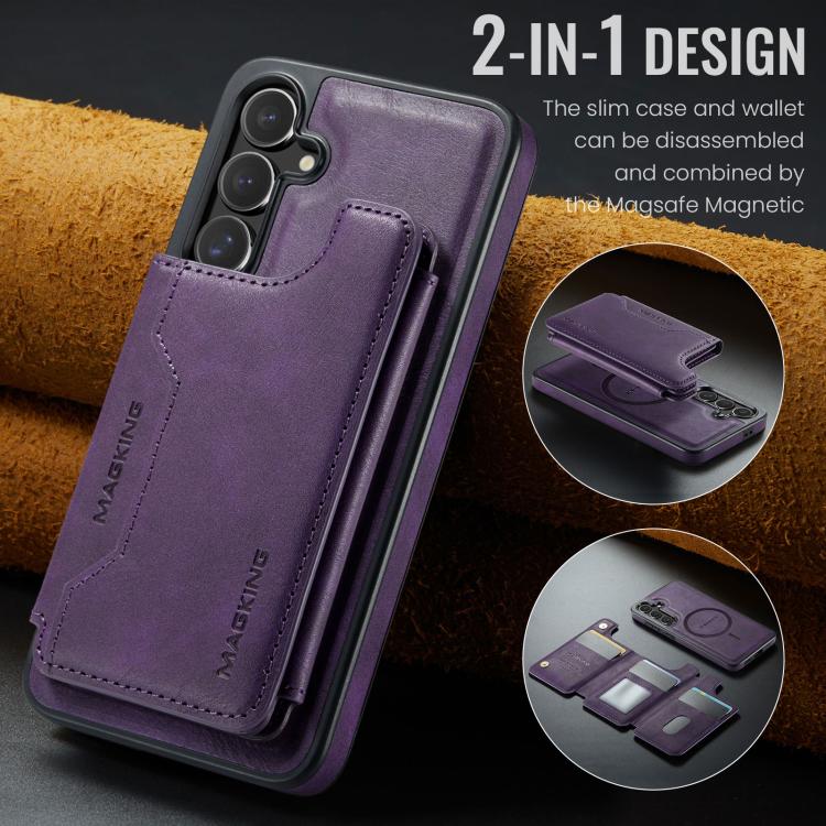 For Samsung Galaxy S24 FE 5G MAGKING K3 Series MagSafe RFID Card Bag Detachable Phone Case