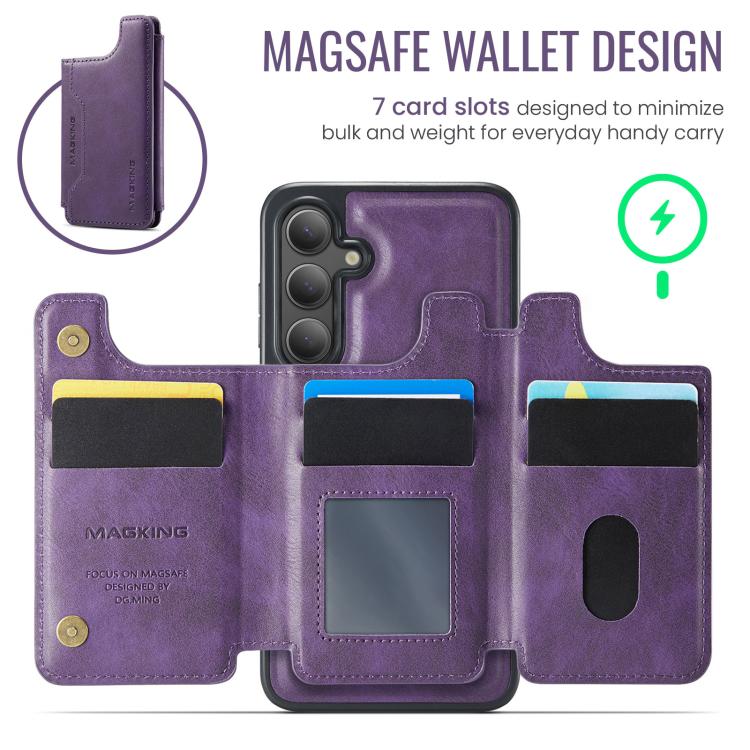 For Samsung Galaxy S24 FE 5G MAGKING K3 Series MagSafe RFID Card Bag Detachable Phone Case