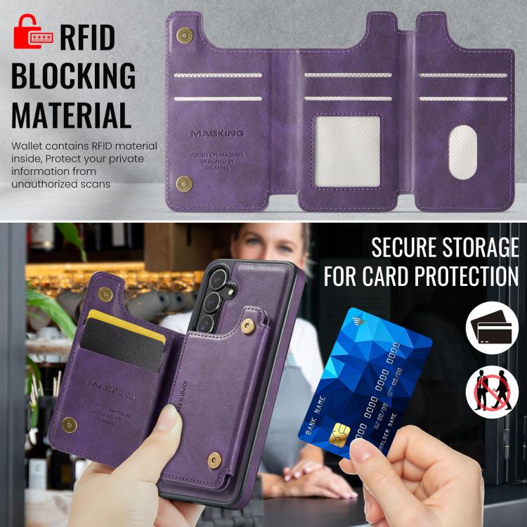 For Samsung Galaxy S24 FE 5G MAGKING K3 Series MagSafe RFID Card Bag Detachable Phone Case