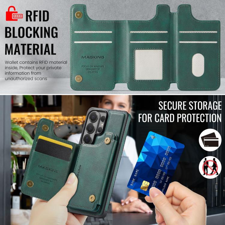 For Samsung Galaxy S26 Ultra 5G MAGKING K3 Series MagSafe RFID Card Bag Detachable Phone Case