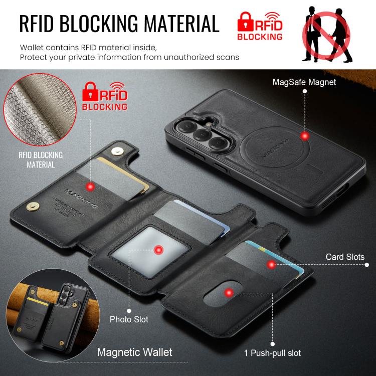 For Samsung Galaxy S26 5G MAGKING K3 Series MagSafe RFID Card Bag Detachable Phone Case