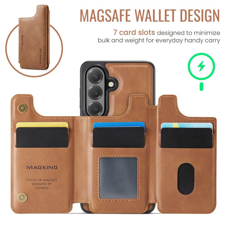 For Samsung Galaxy S26 5G MAGKING K3 Series MagSafe RFID Card Bag Detachable Phone Case