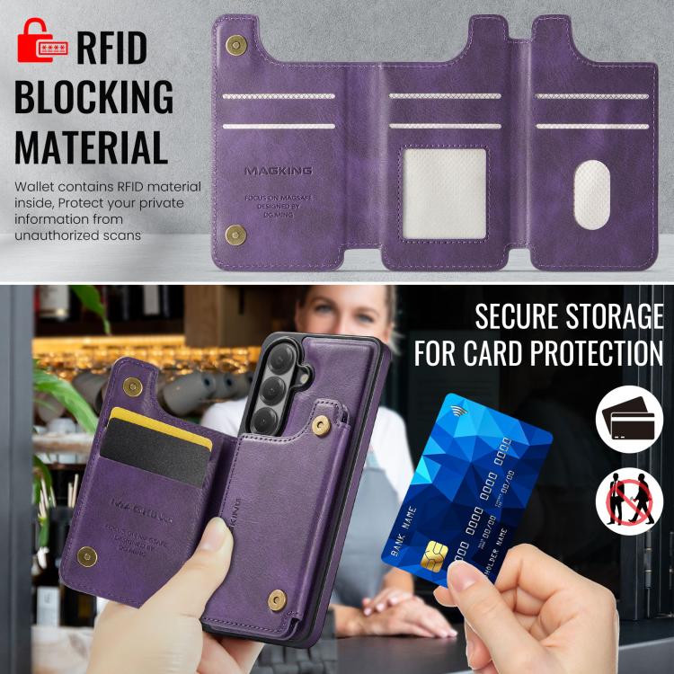 For Samsung Galaxy S26 5G MAGKING K3 Series MagSafe RFID Card Bag Detachable Phone Case