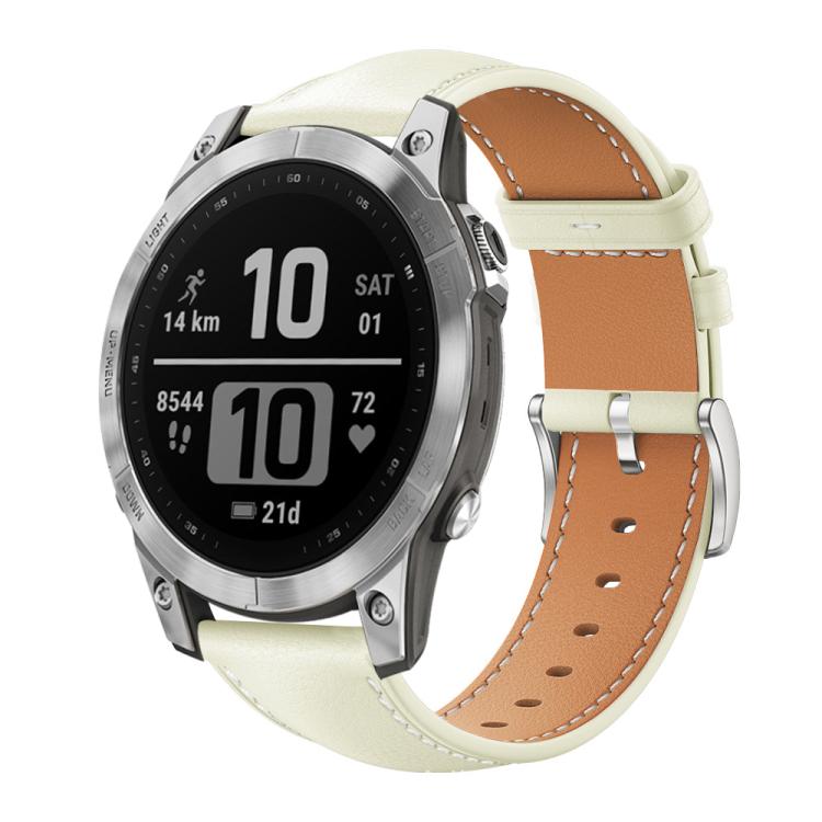 For Garmin Fenix 8/7/6/5 22mm 20mm xDfind Flat Head Black Shark Fine Grain Leather Watch Band