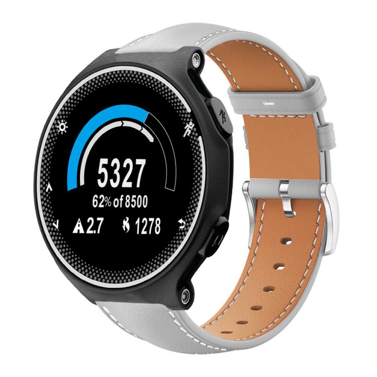 For Garmin Forerunner 220/735/735XT/230/235 20mm xDfind Flat Head Black Shark Fine Grain Leather Watch Band