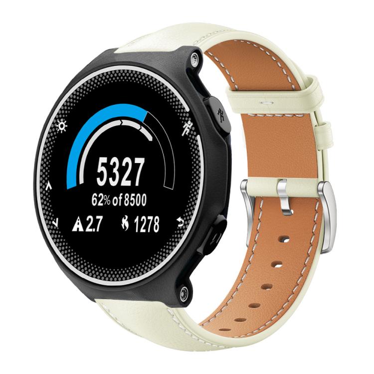 For Garmin Forerunner 220/735/735XT/230/235 20mm xDfind Flat Head Black Shark Fine Grain Leather Watch Band