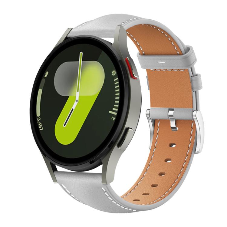 For Samsung Galaxy Watch7 / FE / 6 / 5 / 4 xDfind Flat Head Black Shark Fine Grain Leather Watch Band