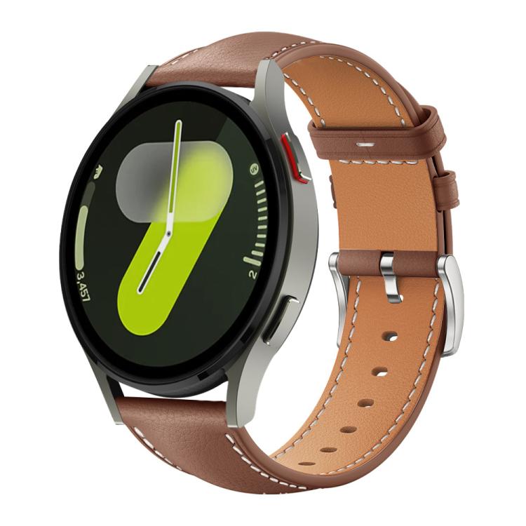 For Samsung Galaxy Watch7 / FE / 6 / 5 / 4 xDfind Flat Head Black Shark Fine Grain Leather Watch Band