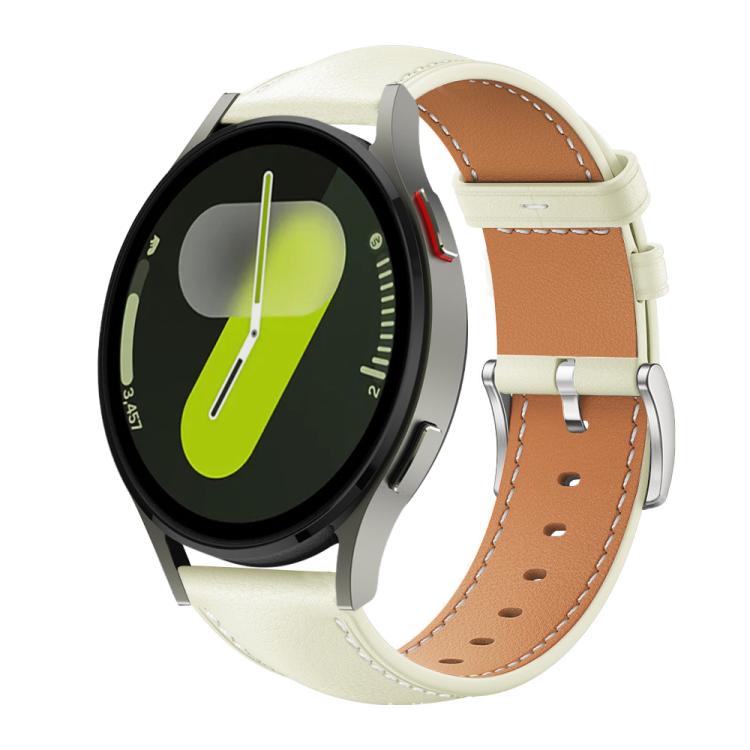 For Samsung Galaxy Watch7 / FE / 6 / 5 / 4 xDfind Flat Head Black Shark Fine Grain Leather Watch Band