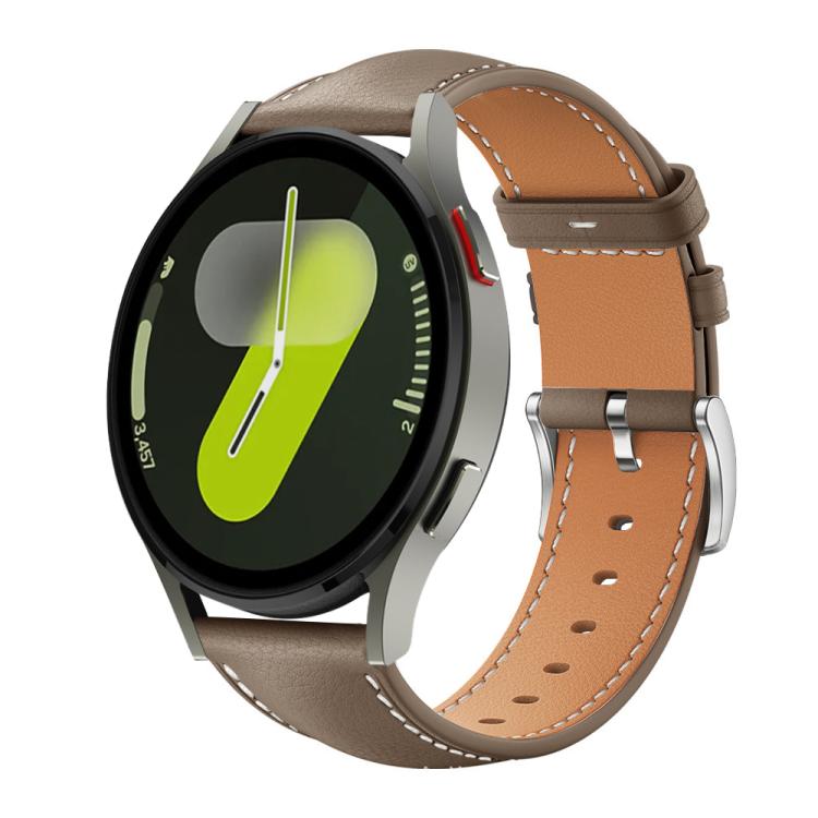 For Samsung Galaxy Watch7 / FE / 6 / 5 / 4 xDfind Flat Head Black Shark Fine Grain Leather Watch Band