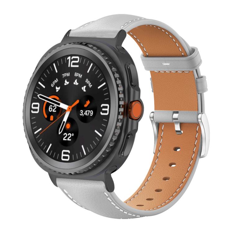 For Samsung Galaxy Watch8 / Watch8 Classic xDfind Flat Head Black Shark Fine Grain Leather Watch Band