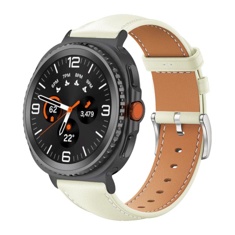 For Samsung Galaxy Watch8 / Watch8 Classic xDfind Flat Head Black Shark Fine Grain Leather Watch Band
