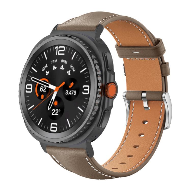 For Samsung Galaxy Watch8 / Watch8 Classic xDfind Flat Head Black Shark Fine Grain Leather Watch Band