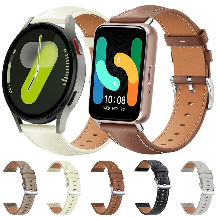 For Samsung Galaxy Watch8 / Watch8 Classic xDfind Flat Head Black Shark Fine Grain Leather Watch Band