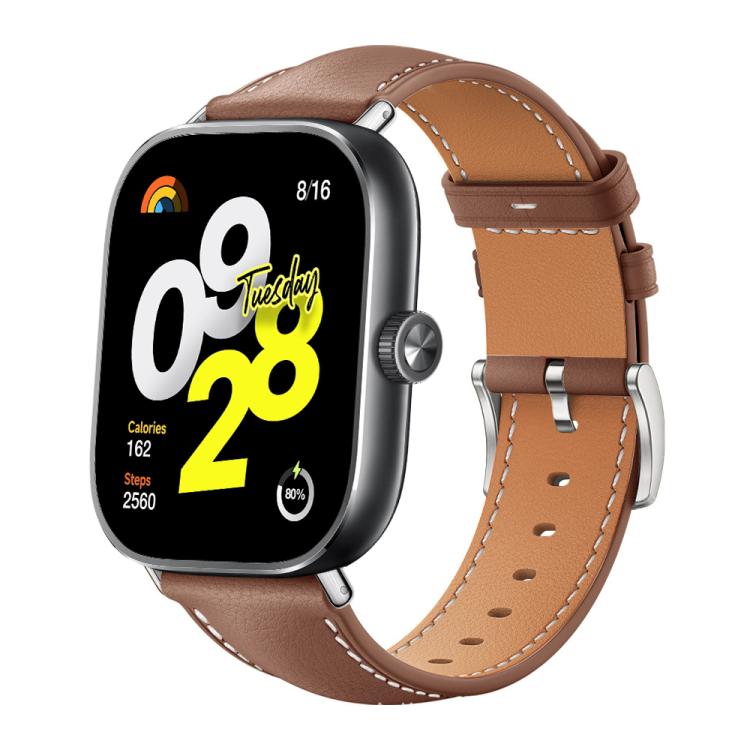 For Xiaomi Band 10 Pro / 9 Pro / Redmi Watch 6 xDfind Flat Head Black Shark Fine Grain Leather Watch Band