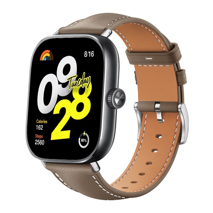 For Xiaomi Band 10 Pro / 9 Pro / Redmi Watch 6 xDfind Flat Head Black Shark Fine Grain Leather Watch Band