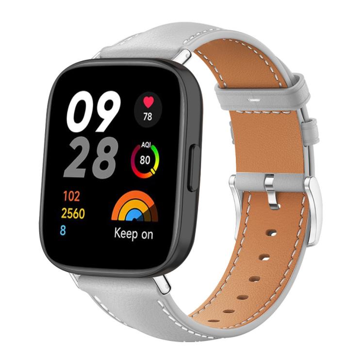 For Redmi Watch 3 20mm xDfind Flat Head Black Shark Fine Grain Leather Watch Band