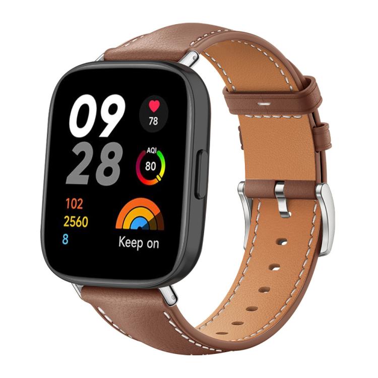 For Redmi Watch 3 20mm xDfind Flat Head Black Shark Fine Grain Leather Watch Band