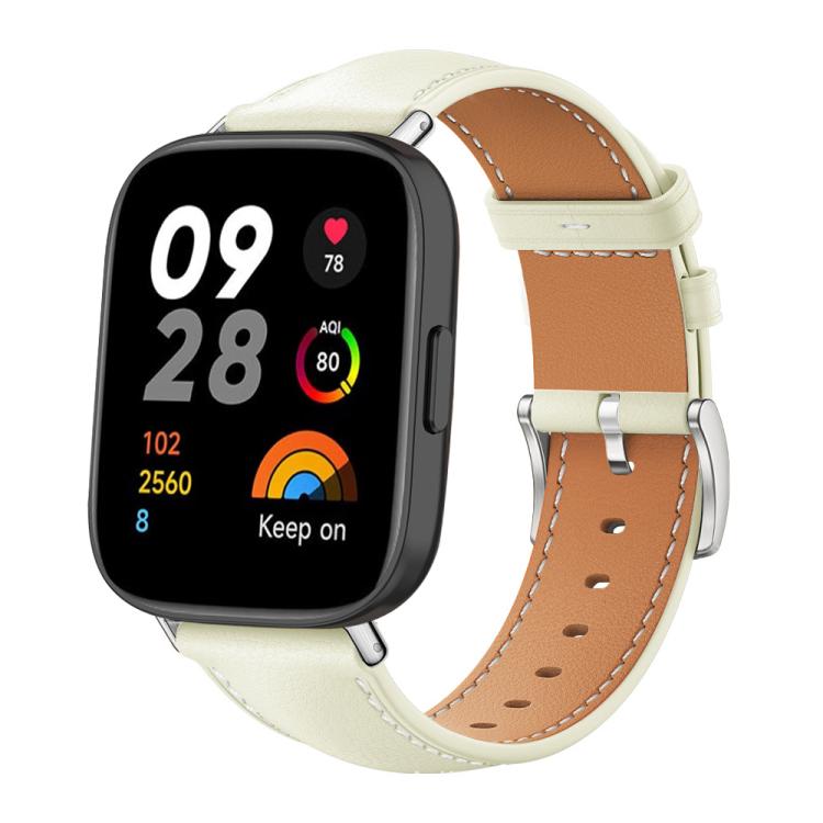 For Redmi Watch 3 20mm xDfind Flat Head Black Shark Fine Grain Leather Watch Band