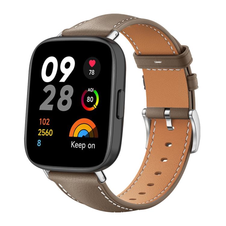 For Redmi Watch 3 20mm xDfind Flat Head Black Shark Fine Grain Leather Watch Band