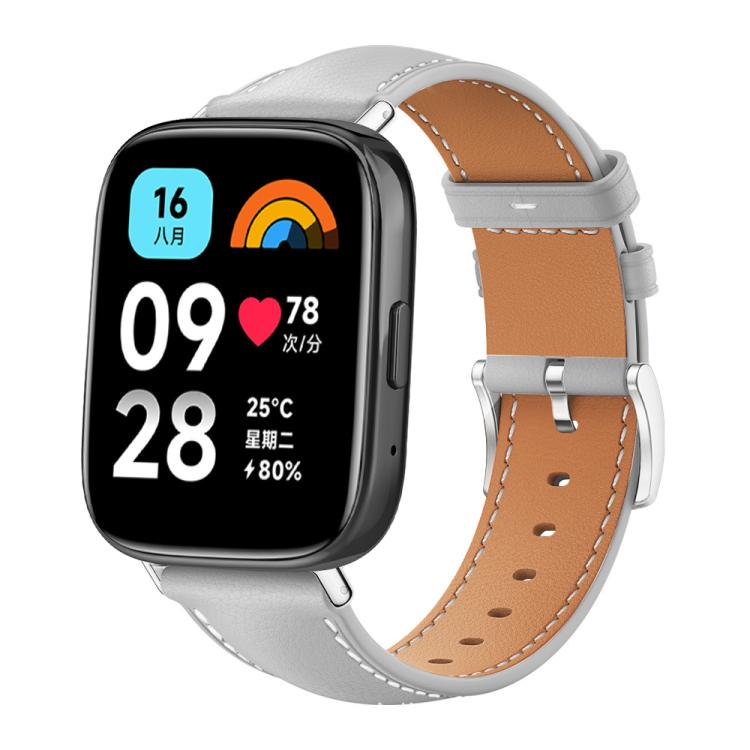 For Redmi Watch 3 Active / Lite 20mm xDfind Flat Head Black Shark Fine Grain Leather Watch Band