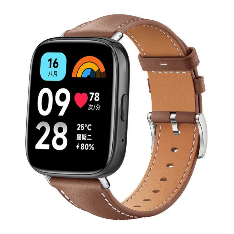 For Redmi Watch 3 Active / Lite 20mm xDfind Flat Head Black Shark Fine Grain Leather Watch Band