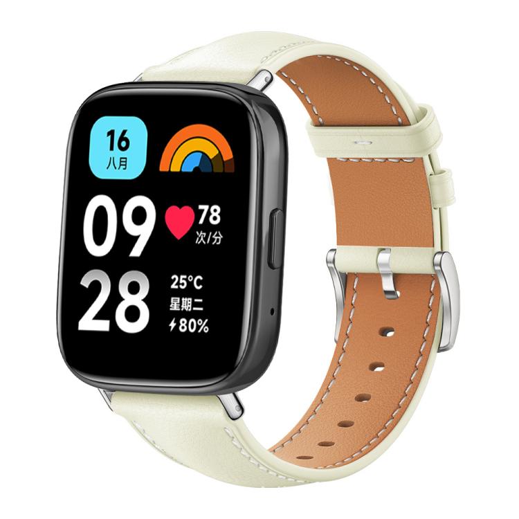 For Redmi Watch 3 Active / Lite 20mm xDfind Flat Head Black Shark Fine Grain Leather Watch Band