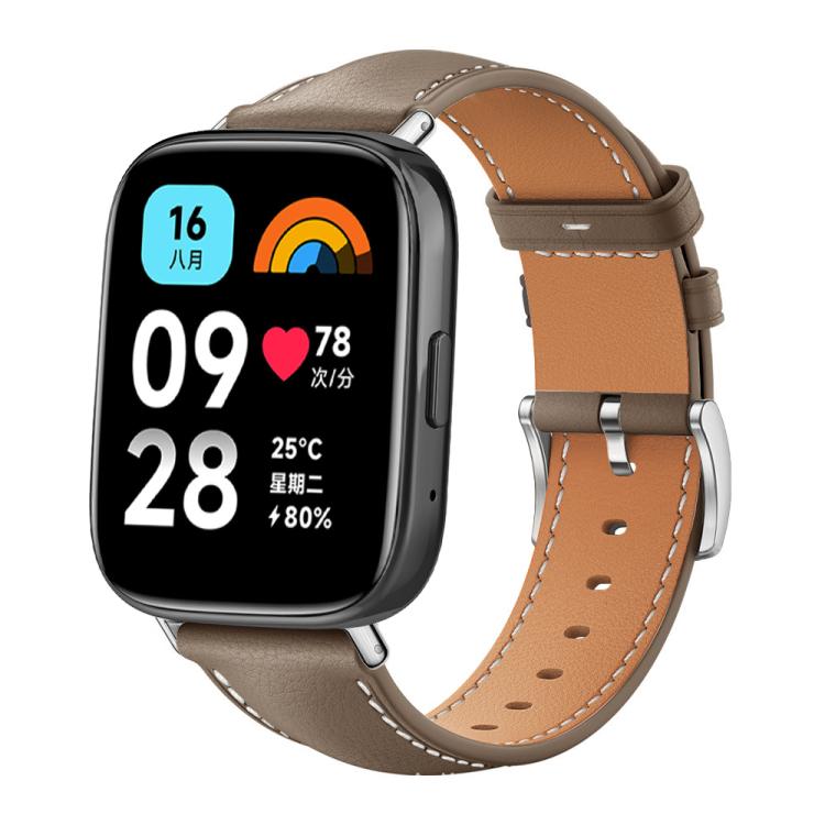 For Redmi Watch 3 Active / Lite 20mm xDfind Flat Head Black Shark Fine Grain Leather Watch Band