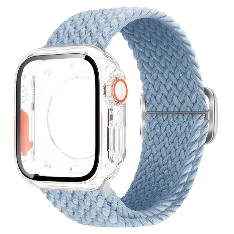For Apple Watch Series 40mm Ladder Buckle Loop Nylon Watch Band with Change to Ultra 49mm Film PC Cover