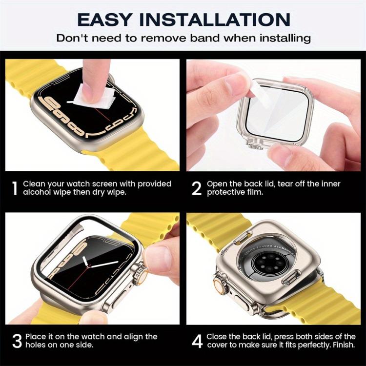 For Apple Watch Series 44mm Ladder Buckle Loop Nylon Watch Band with Change to Ultra 49mm Film PC Cover