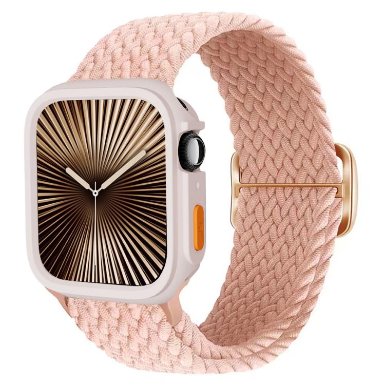 For Apple Watch Series 10 / 11 46mm Ladder Buckle Loop Nylon Watch Band with TPU Case