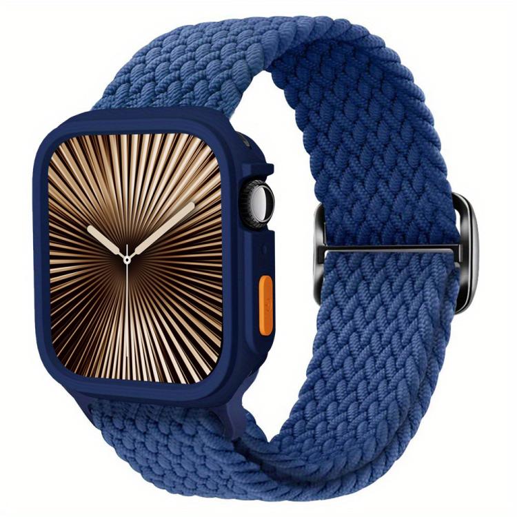 For Apple Watch 44mm / 45mm Ladder Buckle Loop Nylon Watch Band with TPU Case