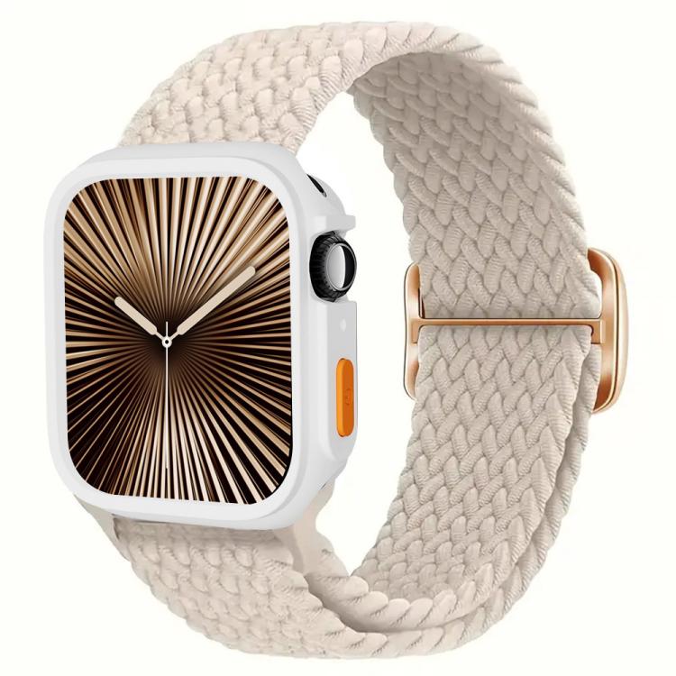 For Apple Watch 40mm / 41mm Ladder Buckle Loop Nylon Watch Band with TPU Case