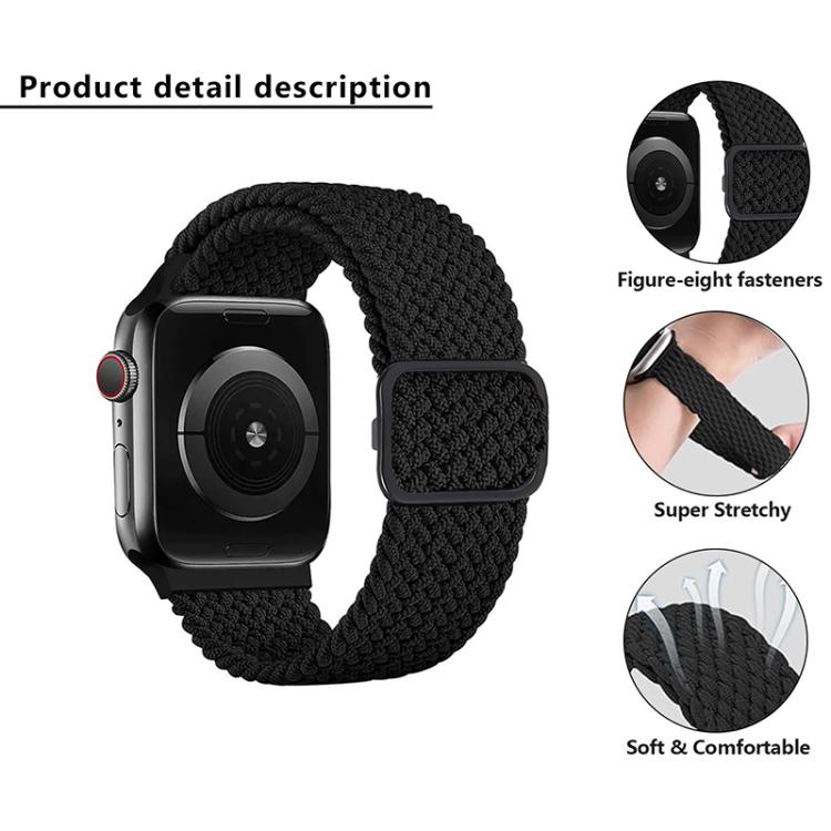 For Apple Watch 44mm / 45mm Ladder Buckle Loop Nylon Watch Band with TPU Case