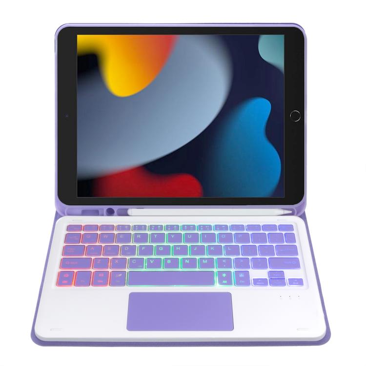 For iPad 10.2 2021 / 2019 / Air 2019 A102B-AS Backlight Bluetooth Touch Keyboard Leather Tablet Case with Pen Slot