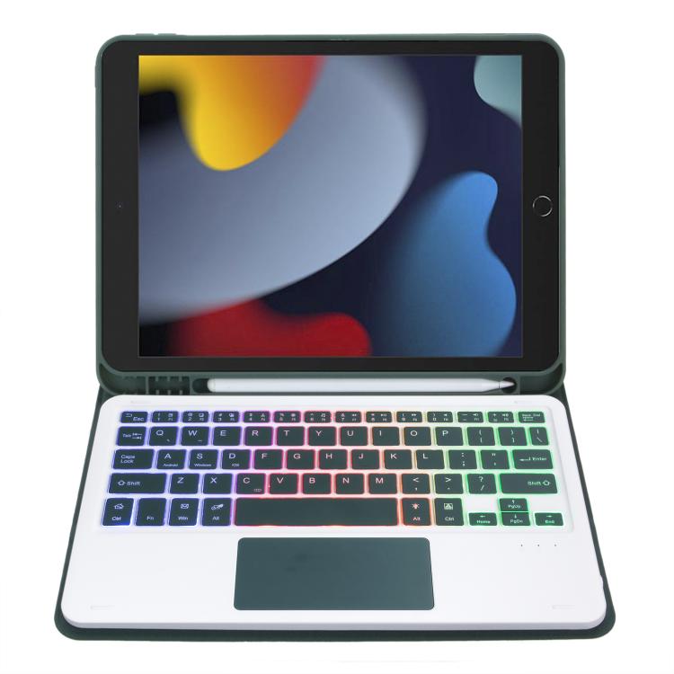 For iPad 10.2 2021 / 2019 / Air 2019 A102B-AS Backlight Bluetooth Touch Keyboard Leather Tablet Case with Pen Slot