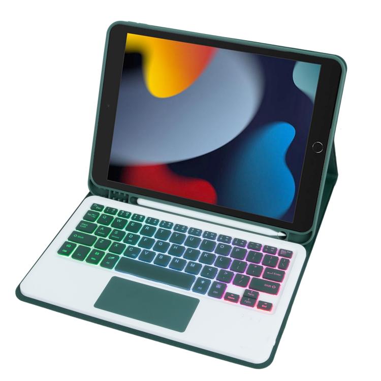 For iPad 10.2 2021 / 2019 / Air 2019 A102B-AS Backlight Bluetooth Touch Keyboard Leather Tablet Case with Pen Slot
