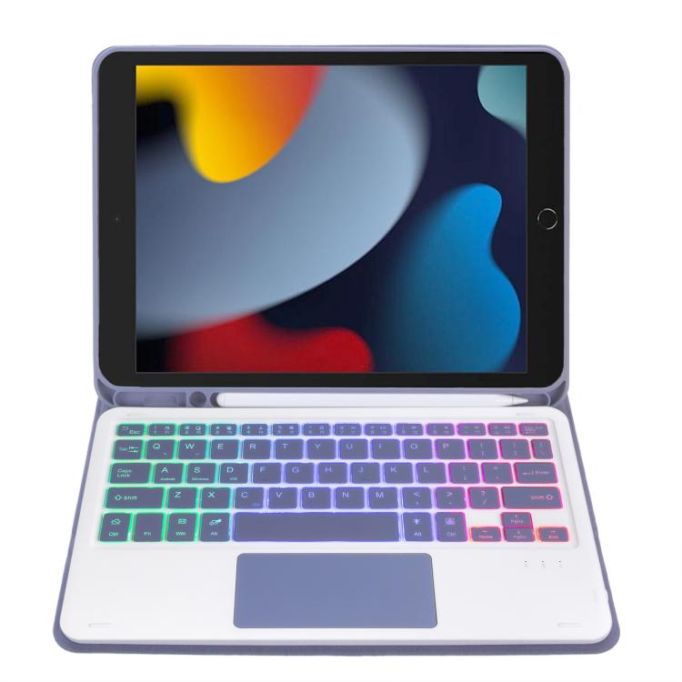 For iPad 10.2 2021 / 2019 / Air 2019 A102B-AS Backlight Bluetooth Touch Keyboard Leather Tablet Case with Pen Slot