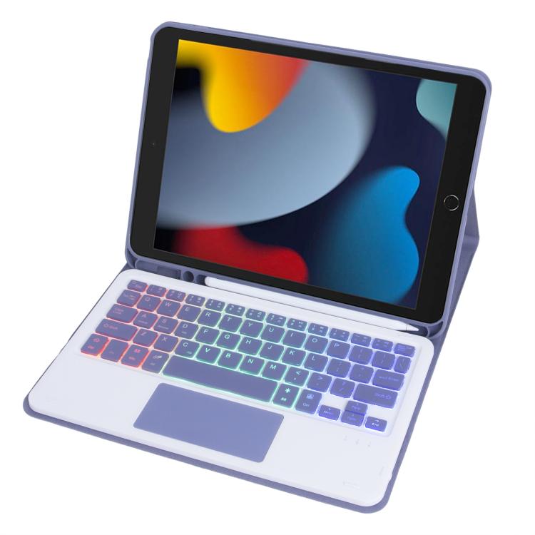 For iPad 10.2 2021 / 2019 / Air 2019 A102B-AS Backlight Bluetooth Touch Keyboard Leather Tablet Case with Pen Slot