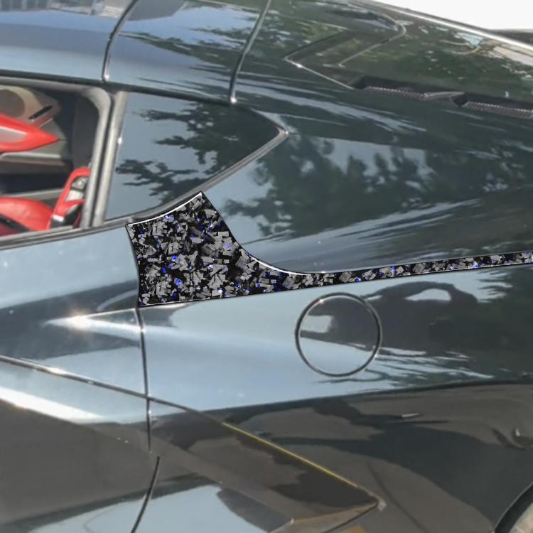 4pcs/Set Forged Gold Foil Carbon Fiber Car Rear Sides Decorative Sticker for Chevrolet Corvette C8 2020-, Left and Right Driver