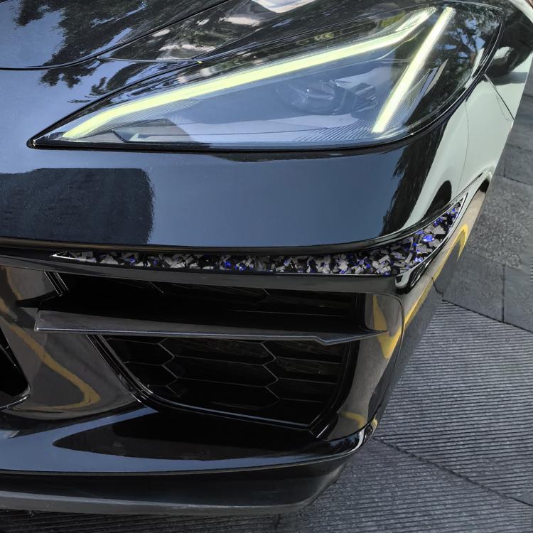 2pcs/Set Forged Gold Foil Carbon Fiber Car Bumper Corner Decorative Sticker for Chevrolet Corvette C8 2020-, Left and Right Driver