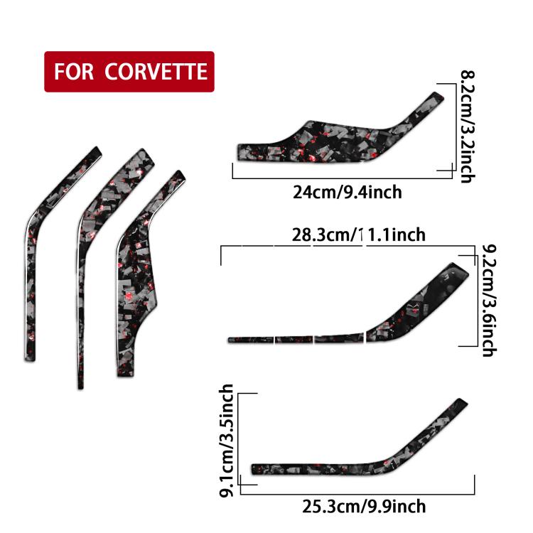 6pcs/Set Forged Gold Foil Carbon Fiber Car Inside A-pillar Horn Decorative Sticker for Chevrolet Corvette C8 2020-, Left and Right Driver